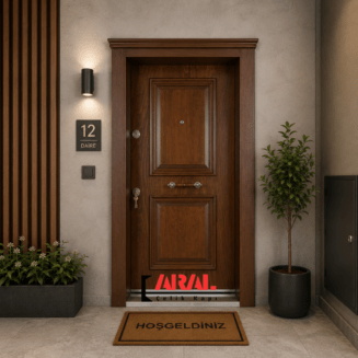 S 2149 Çelik Kapı Doğal Ahşap Kaplama Kabartma Model